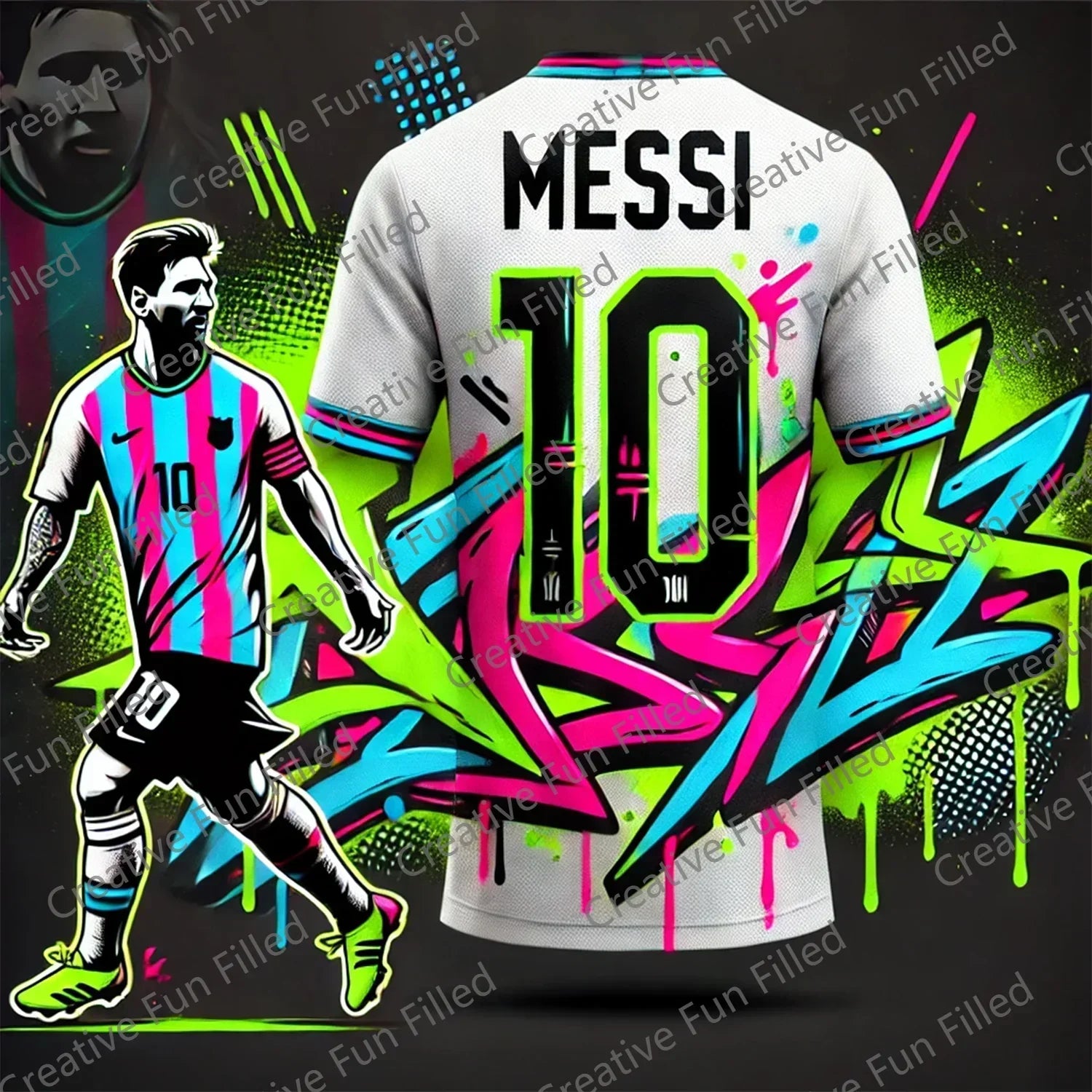 Street Graffiti Soccer Jersey - Special MESSI 10 Edition for All Ages