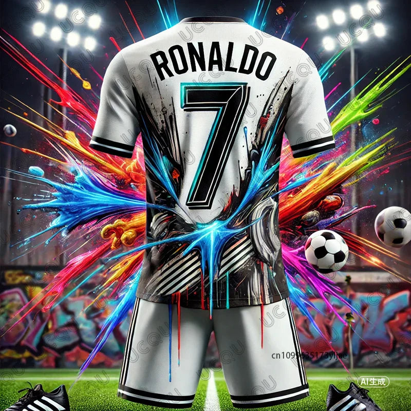 Summer Sports Ronaldo #7 T-shirt and Shorts Set for All Ages